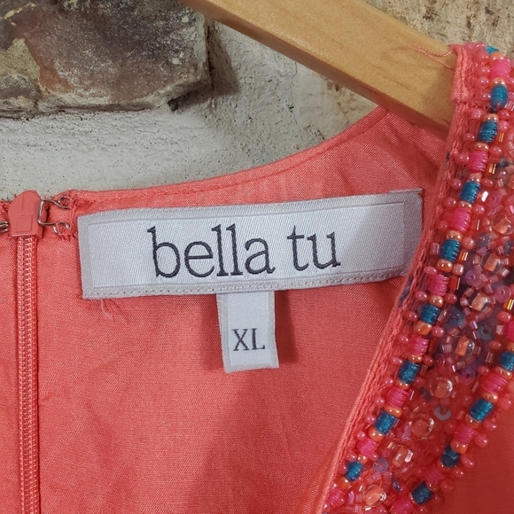 Bella Tu XL Avery Beaded Floral Phesant Bird Dress - Picture 9 of 10